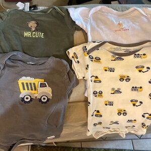 4 baby boy onesies 0-3 mo